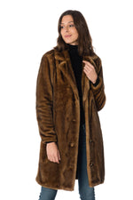 Mink-colored faux fur coat - Image n°1