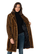 Mink-colored faux fur coat - Image n°5
