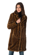Mink-colored faux fur coat - Image n°6