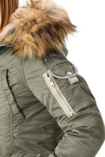 Women's khaki nylon parka - Image n°6