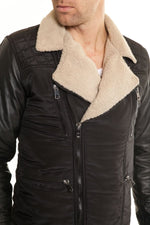 Men's jacket in lambskin and polyester Black Serge Pariente - Image n°4