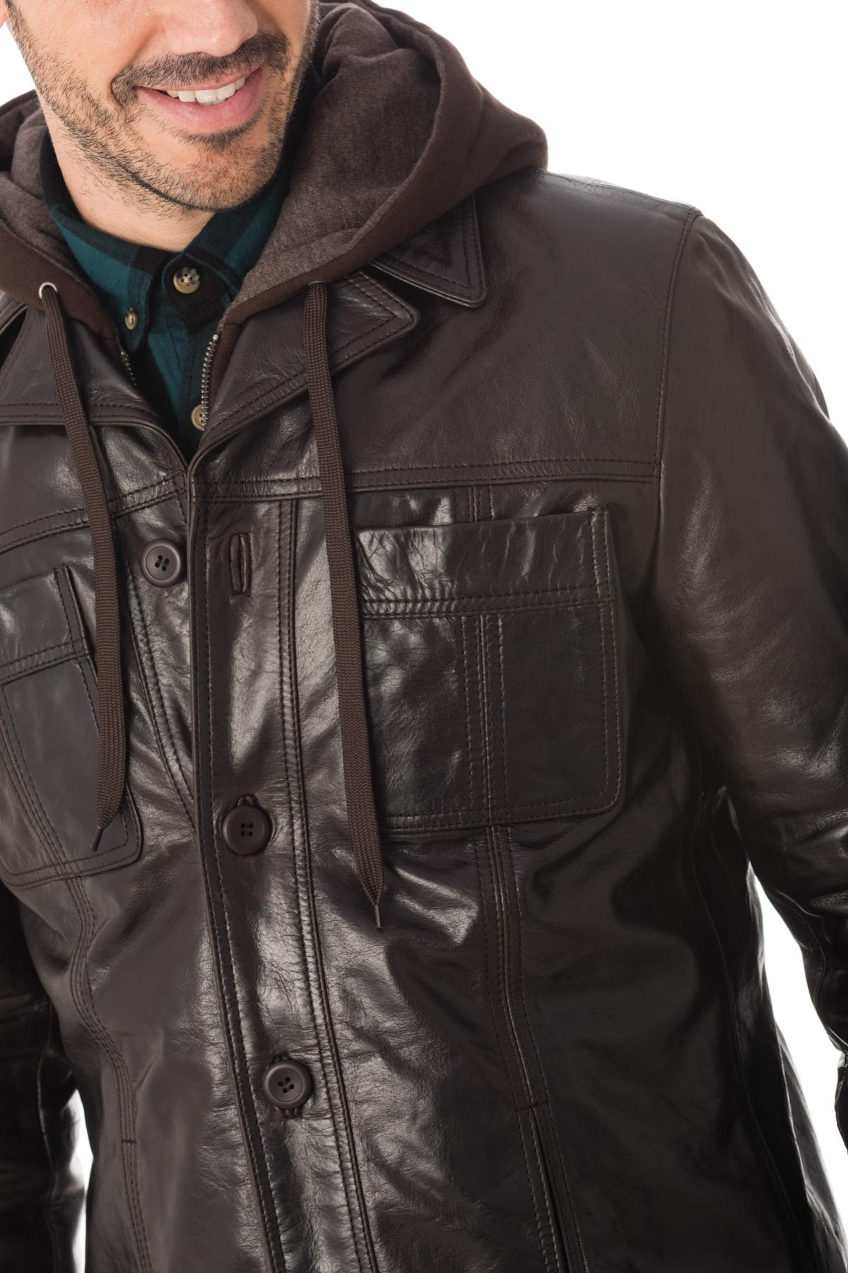 Jacket with buffalo leather hood - Image n°6