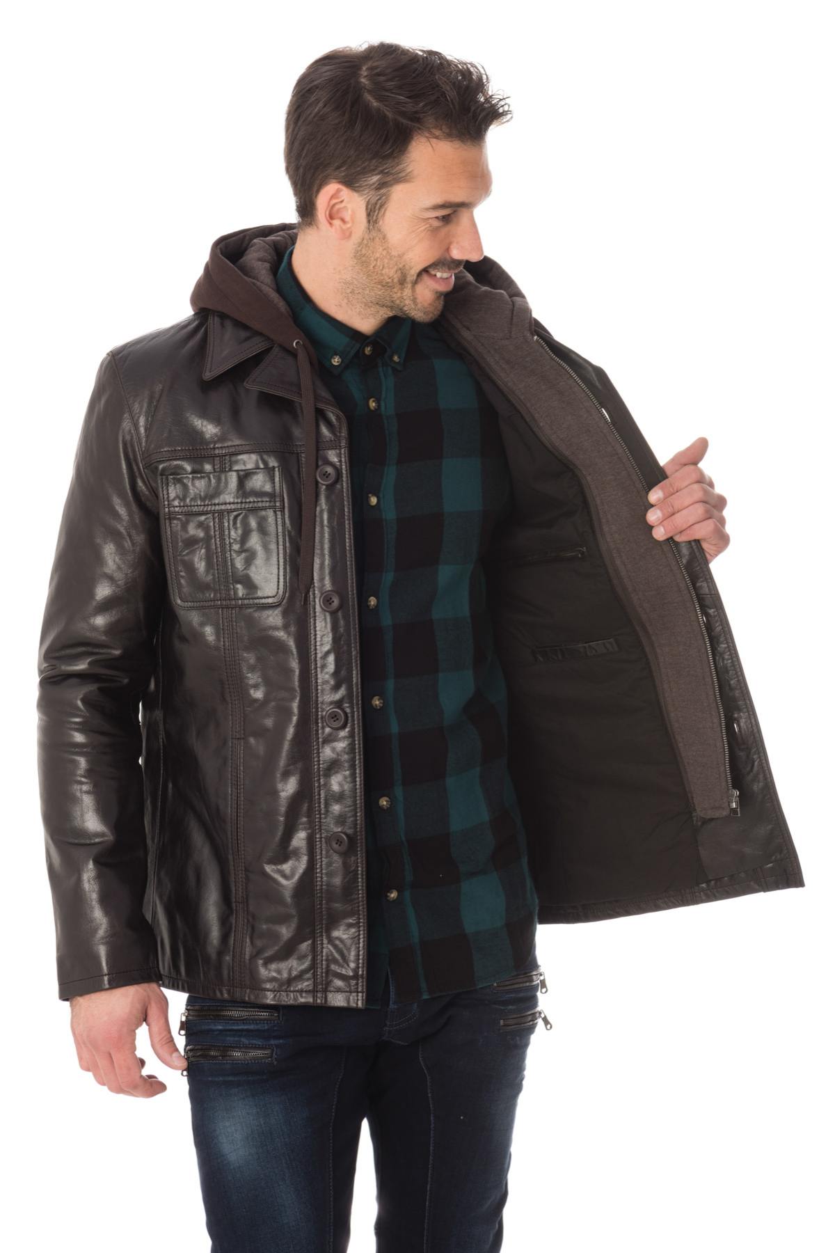 Jacket with buffalo leather hood - Image n°4