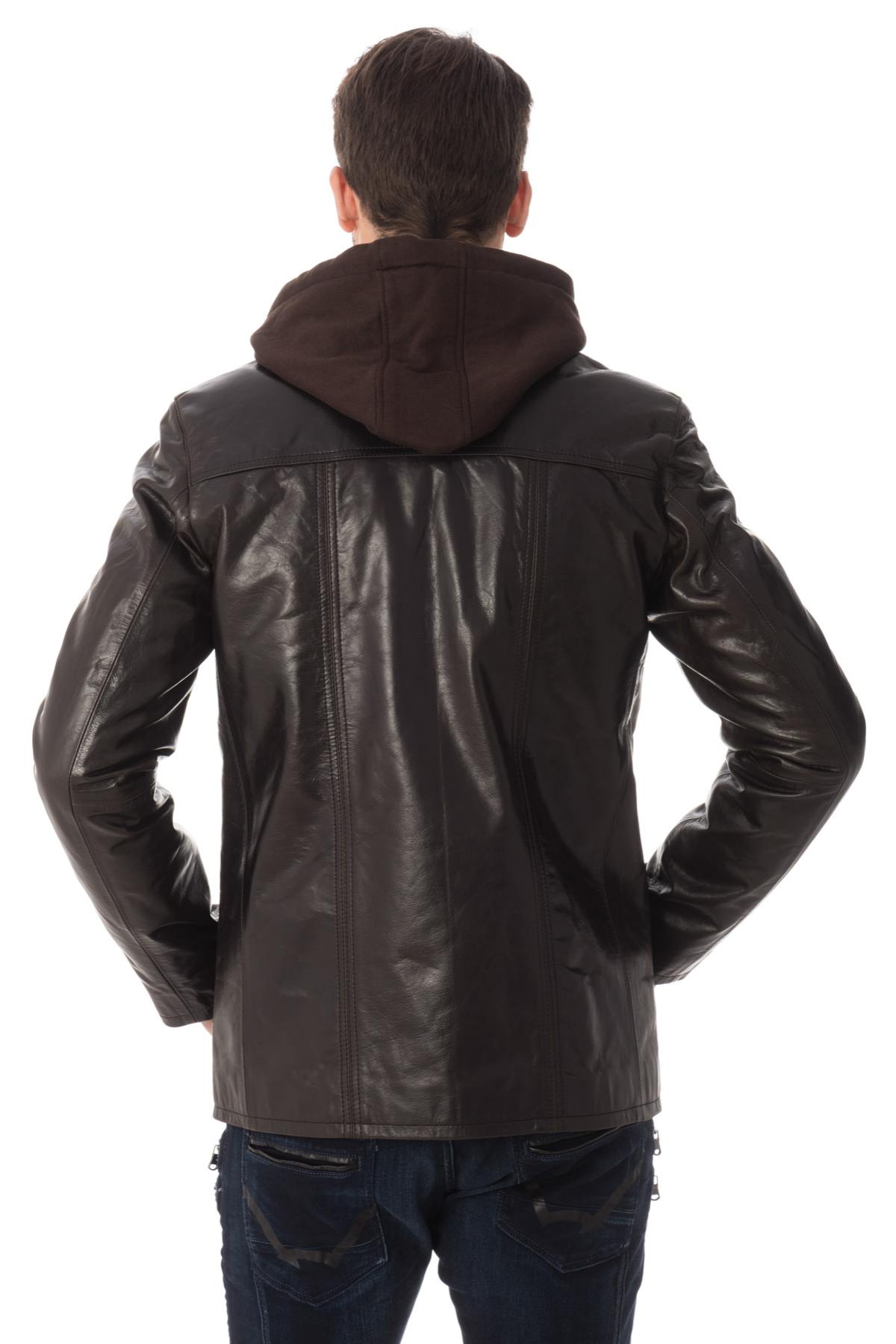 Jacket with buffalo leather hood - Image n°5