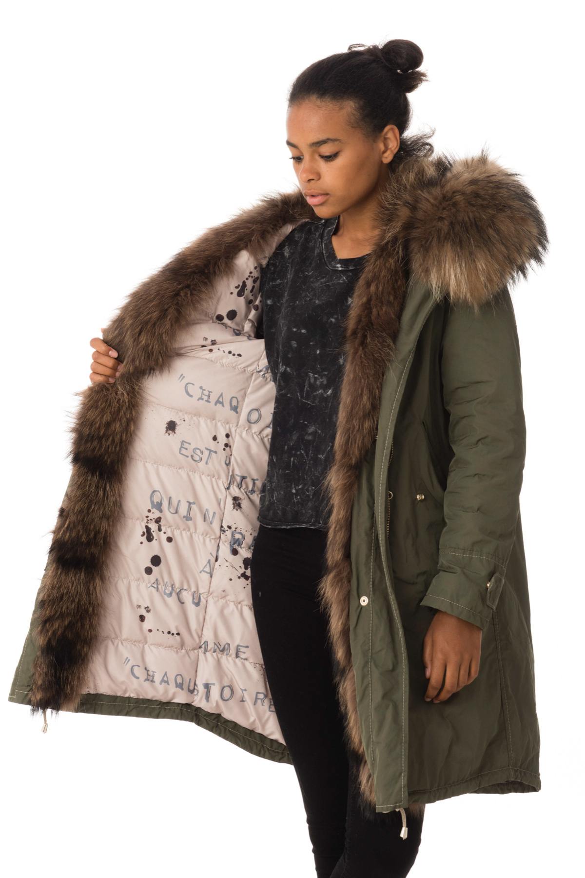 Khaki parka with raccoon fur - Image n°7