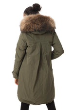 Khaki parka with raccoon fur - Image n°8