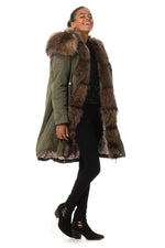 Khaki parka with raccoon fur - Image n°6