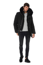Horspist men's black parka with black collar - Image n°2