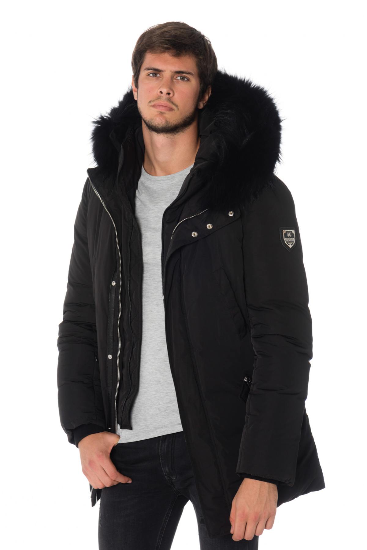 Horspist men's black parka with black collar - Image n°3