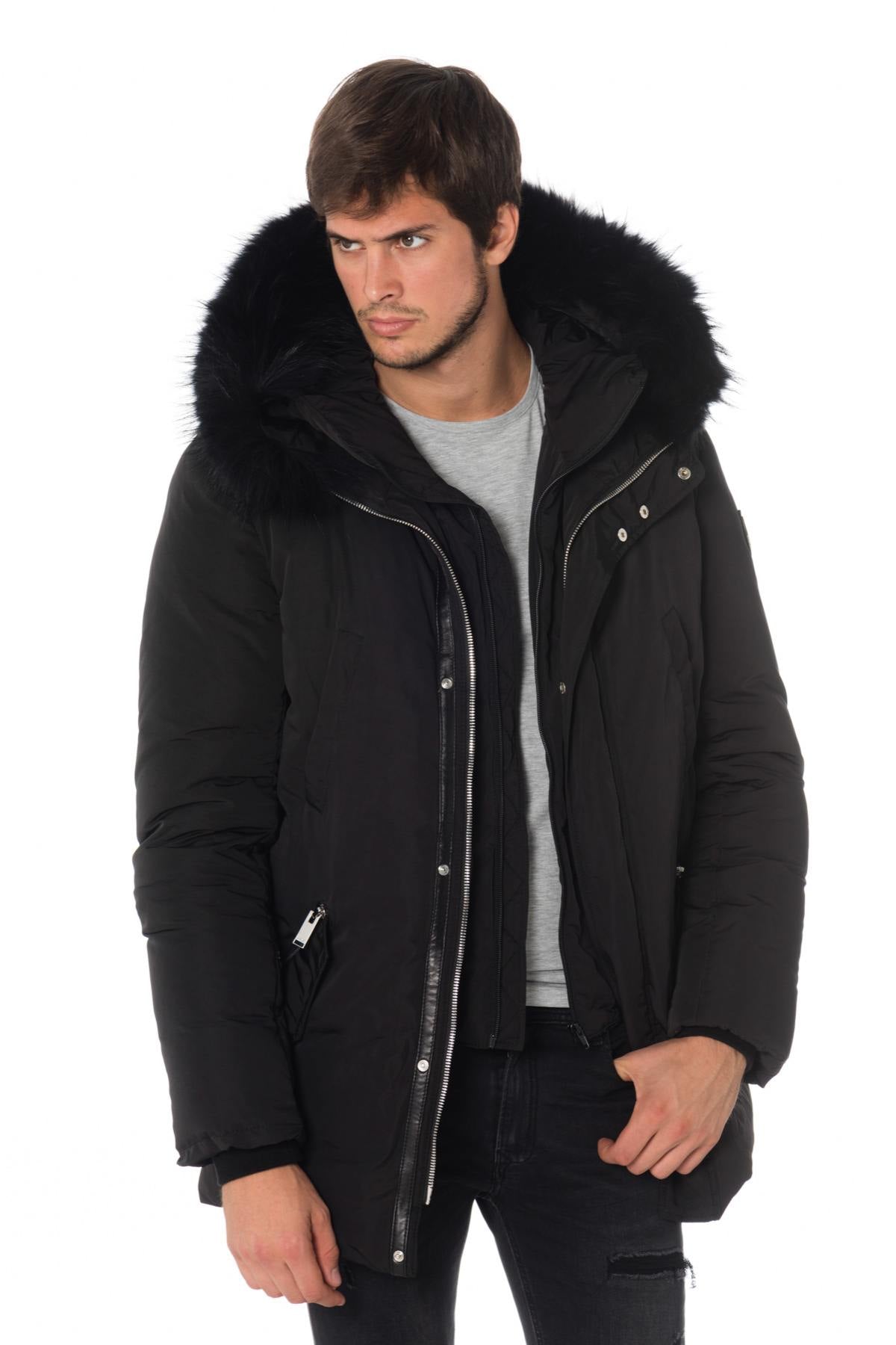 Horspist men's black parka with black collar - Image n°7