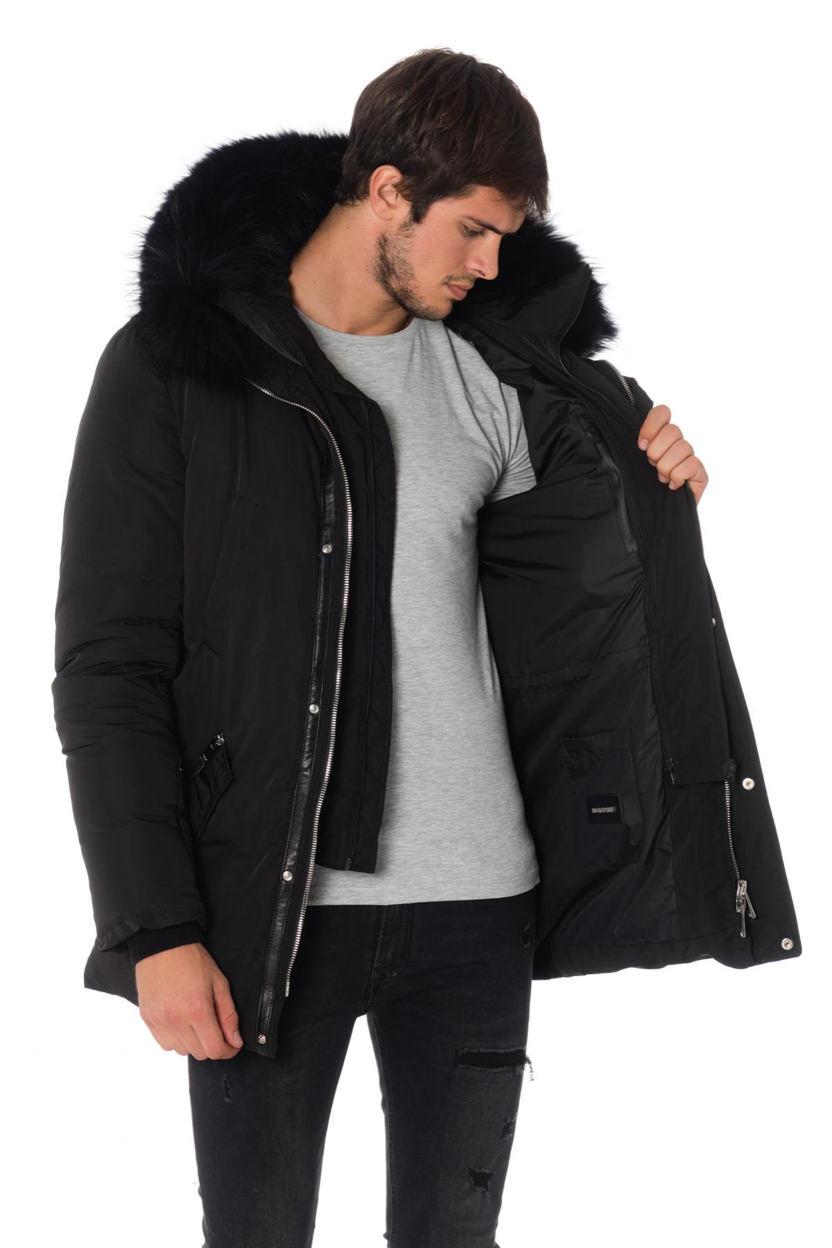 Horspist men's black parka with black collar - Image n°8