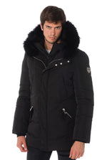 Horspist men's black parka with black collar - Image n°1