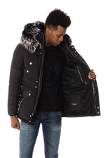 Horspist men's black parka with silver collar - Image n°4