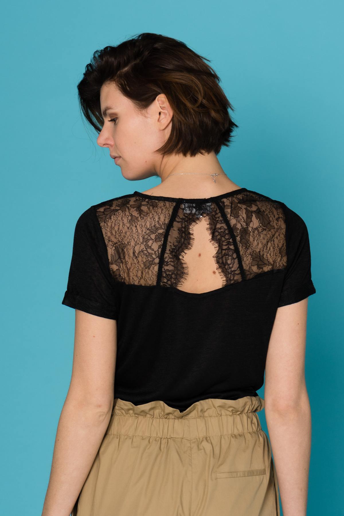 Black lace t-shirt - Image n°4