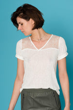 Ecru lace t-shirt - Image n°1