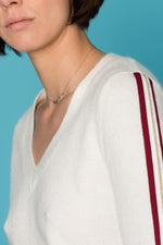 Ecru V-neck sweater - Image n°5