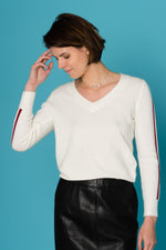 Ecru V-neck sweater - Image n°4