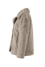 Dark beige faux fur jacket - Image n°3