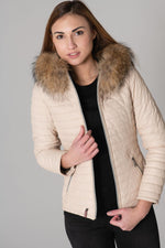 Fine and light women's down jacket in sheepskin leather - Image n°10
