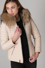 Fine and light women's down jacket in sheepskin leather - Image n°17