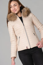 Fine and light women's down jacket in sheepskin leather - Image n°12