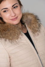 Fine and light women's down jacket in sheepskin leather - Image n°13