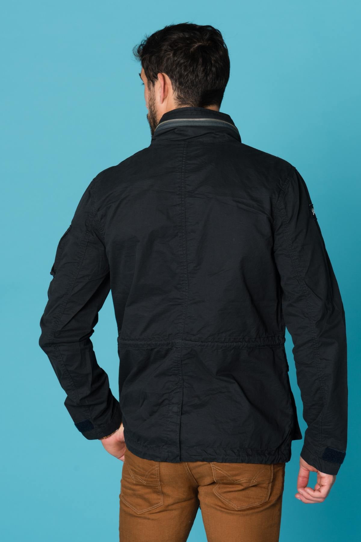 Men's navy blue textile coat - Image n°5