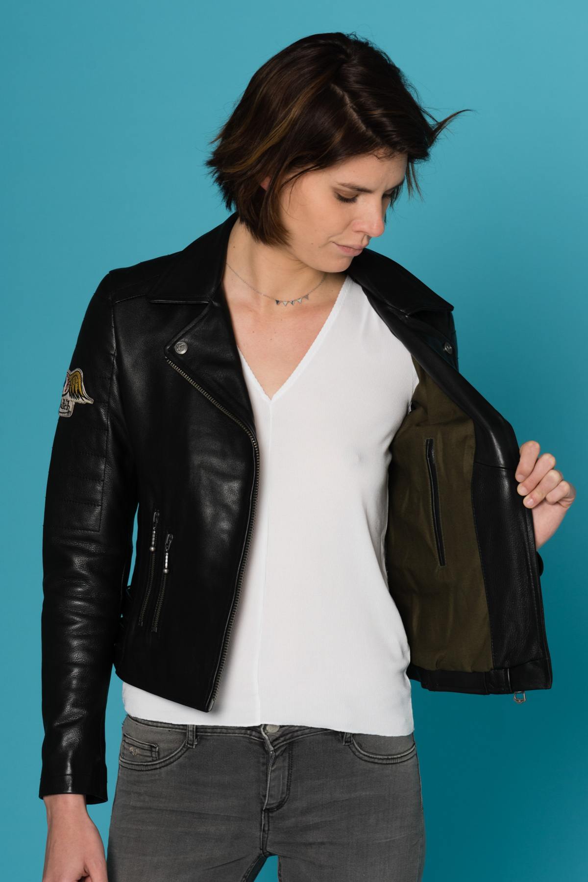 Black cowhide leather perfecto - Image n°8