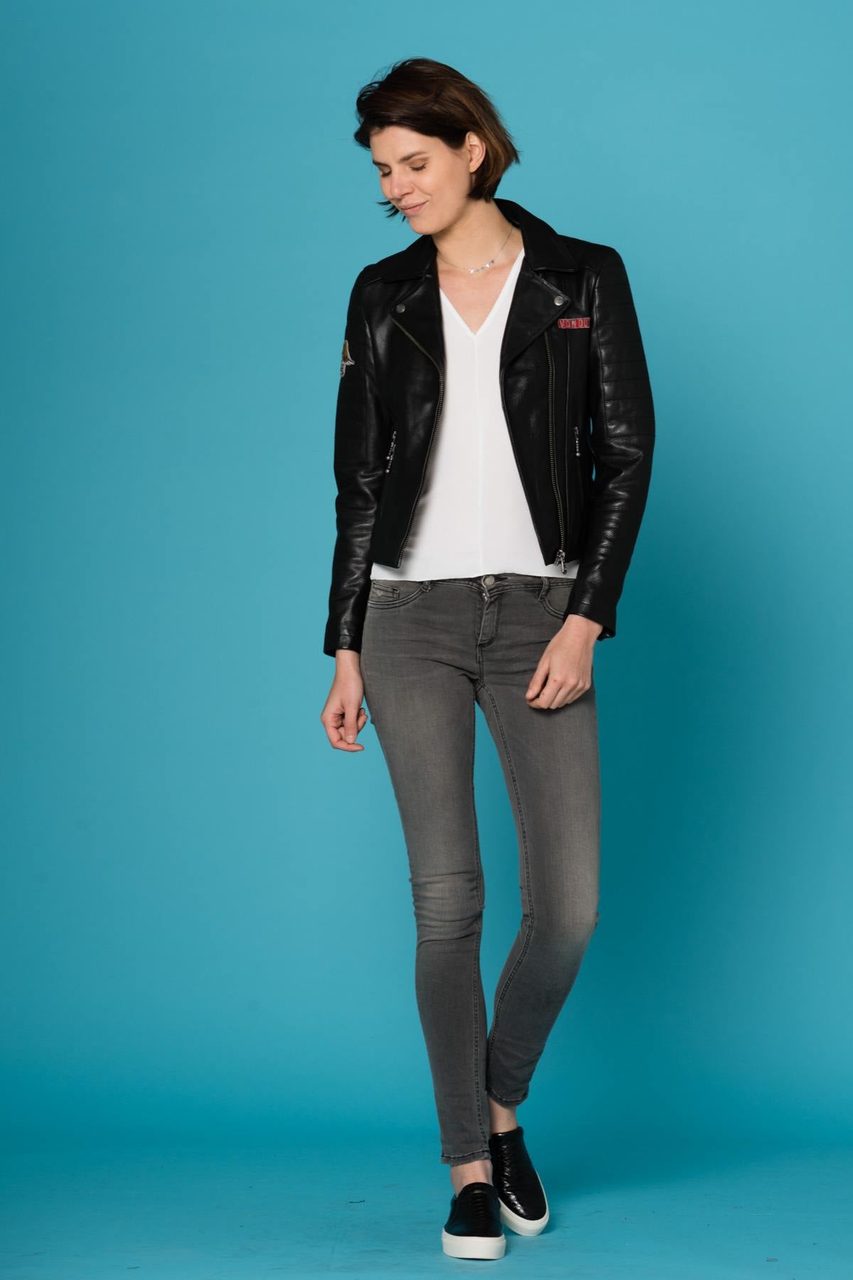 Black cowhide leather perfecto - Image n°2