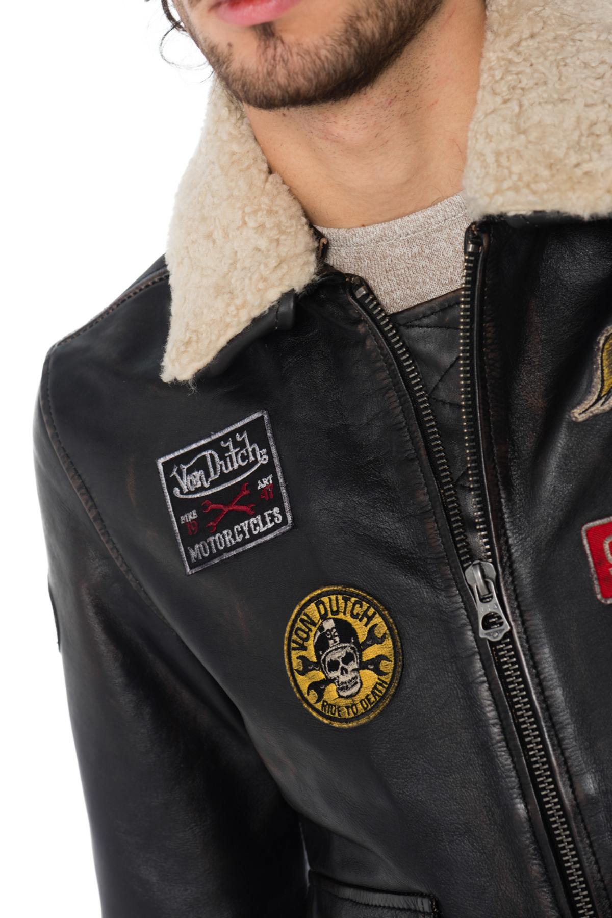 Patched leather bomber jacket - Image n°6