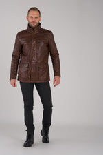 Men's Daytona coat in bison-colored leather - Image n°2