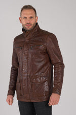 Men's Daytona coat in bison-colored leather - Image n°5