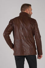 Men's Daytona coat in bison-colored leather - Image n°6