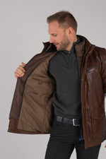 Men's Daytona coat in bison-colored leather - Image n°7