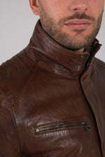 Men's Daytona coat in bison-colored leather - Image n°8