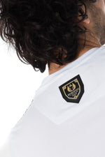 White t-shirt with gold chest embroidery - Image n°5