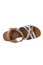 Tan leather heeled sandals - Image n°3