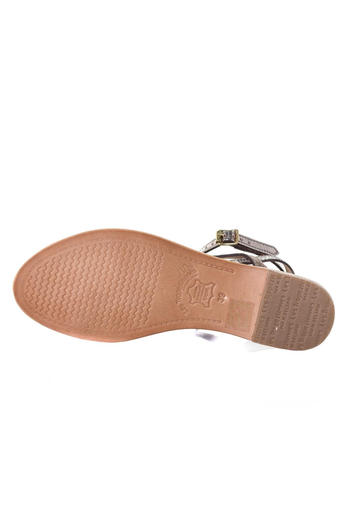 Women's beige snake sandals - Image n°4