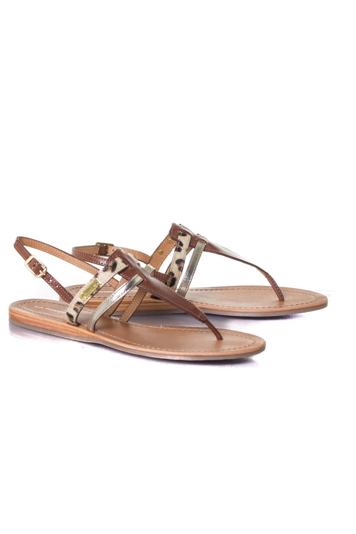 Women's tan leopard summer sandals - Image n°1