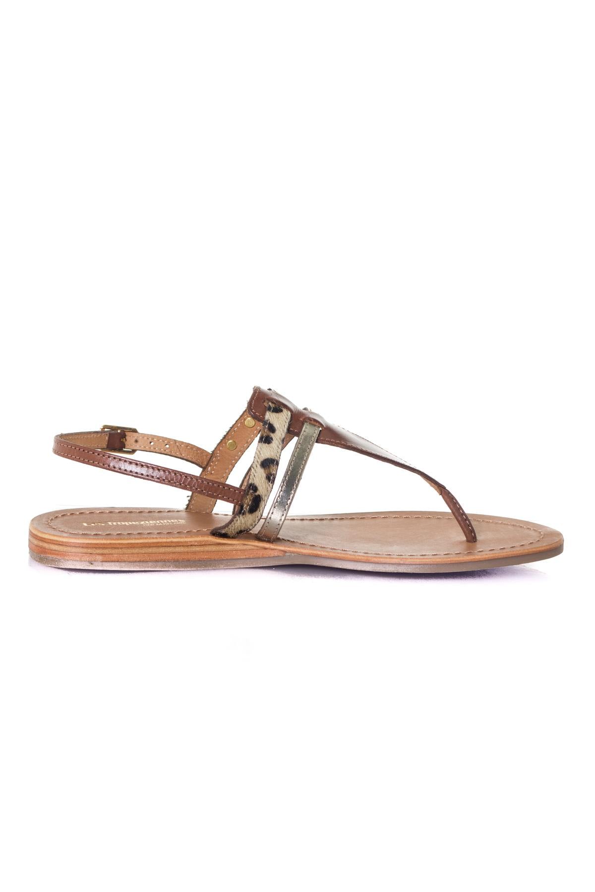 Women's tan leopard summer sandals - Image n°2