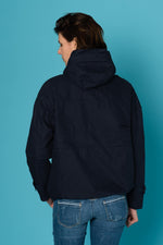 Navy blue hooded windbreaker - Image n°4