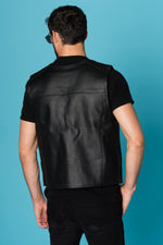 Black leather biker vest - Image n°3