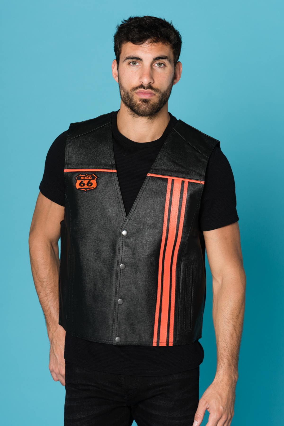 Black leather biker vest - Image n°4