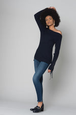  Midnight blue sweater with lacing - Image n°3