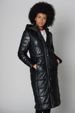 Long black sheepskin leather jacket - Image n°2