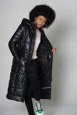 Long black sheepskin leather jacket - Image n°3