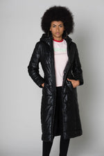 Long black sheepskin leather jacket - Image n°4