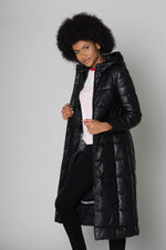 Long black sheepskin leather jacket - Image n°5