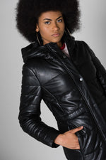 Long black sheepskin leather jacket - Image n°6