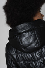 Long black sheepskin leather jacket - Image n°7